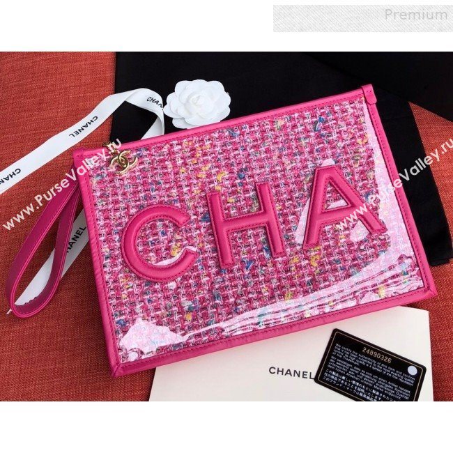 Chanel PVC and Tweed Large Pouch AP0360 Pink 2019 (SSZ-9081721)