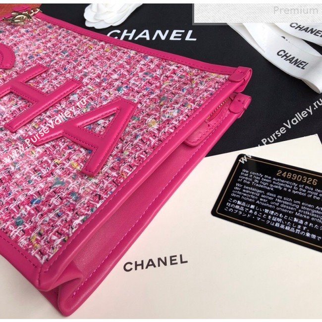 Chanel PVC and Tweed Large Pouch AP0360 Pink 2019 (SSZ-9081721)