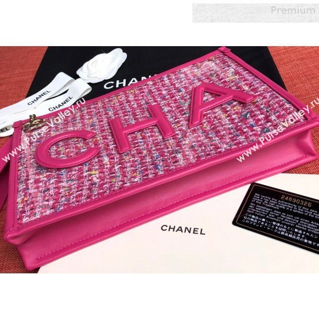 Chanel PVC and Tweed Large Pouch AP0360 Pink 2019 (SSZ-9081721)