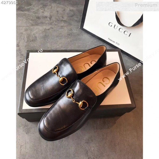 Gucci Horsebit Leather Loafer with Crystals Heel 523097 Black 2019 (EM-9081543)