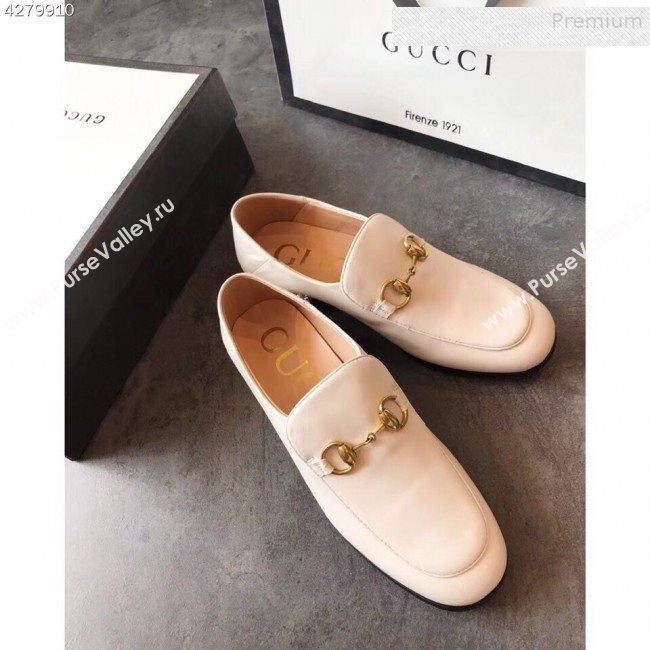 Gucci Horsebit Leather Loafer with Crystals Heel 523097 White 2019 (EM-9081544)
