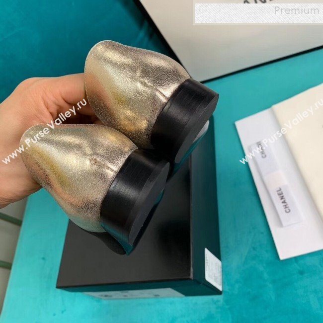 Chanel Metallic and Patent Calfskin Flat Lace-Ups Loafers G34128 Gold 2019 (DLY-9081604)