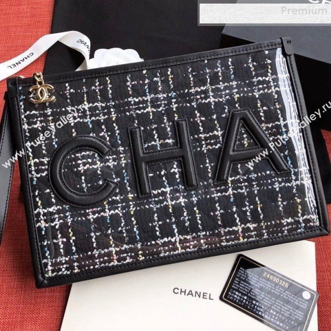Chanel PVC and Tweed Large Pouch AP0360 Black 2019 (SSZ-9081720)