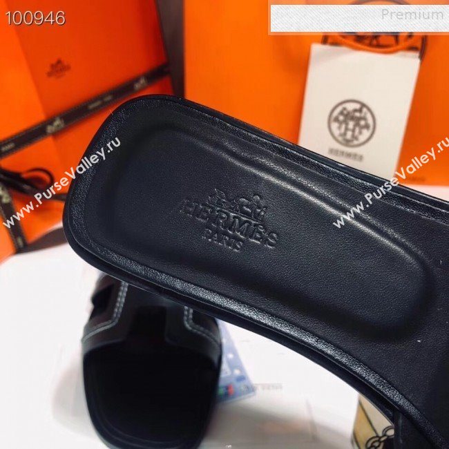 Hermes Oran Stitching Slide Sandals Black 2019 (Huangz-9081530)