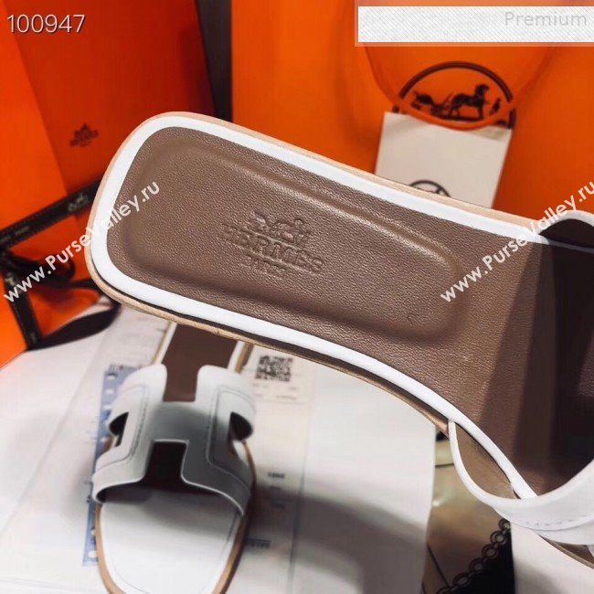 Hermes Oran Stitching Slide Sandals White 2019 (Huangz-9081529)