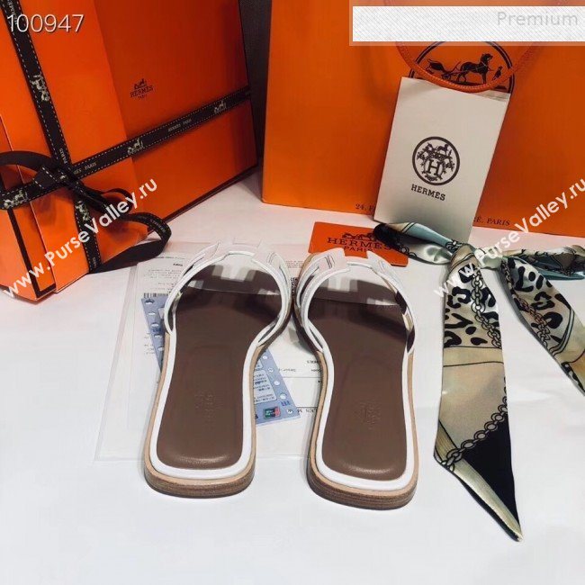 Hermes Oran Stitching Slide Sandals White 2019 (Huangz-9081529)