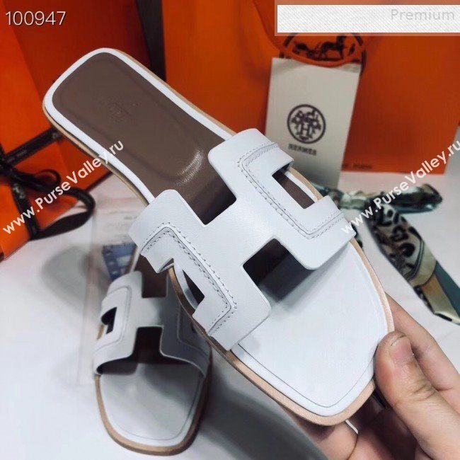 Hermes Oran Stitching Slide Sandals White 2019 (Huangz-9081529)