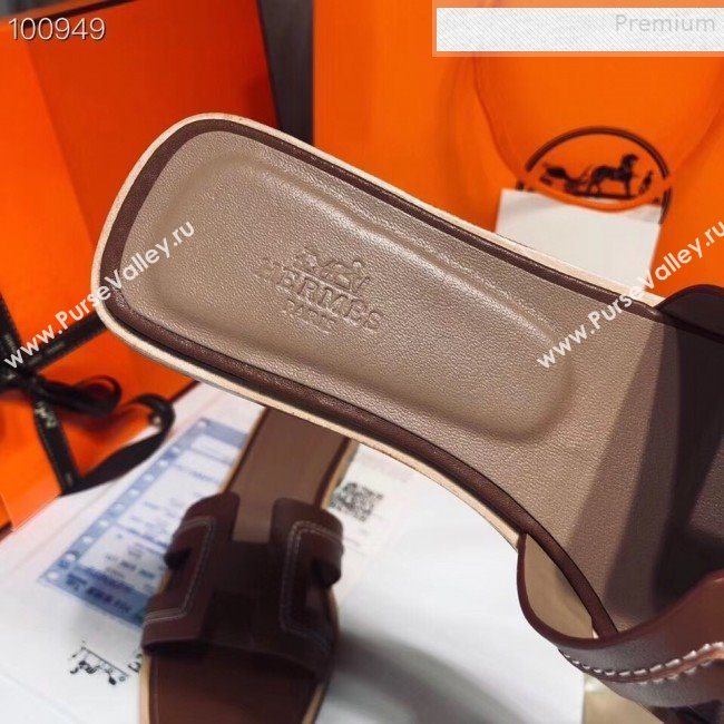 Hermes Oran Stitching Slide Sandals Brown 2019 (Huangz-9081528)