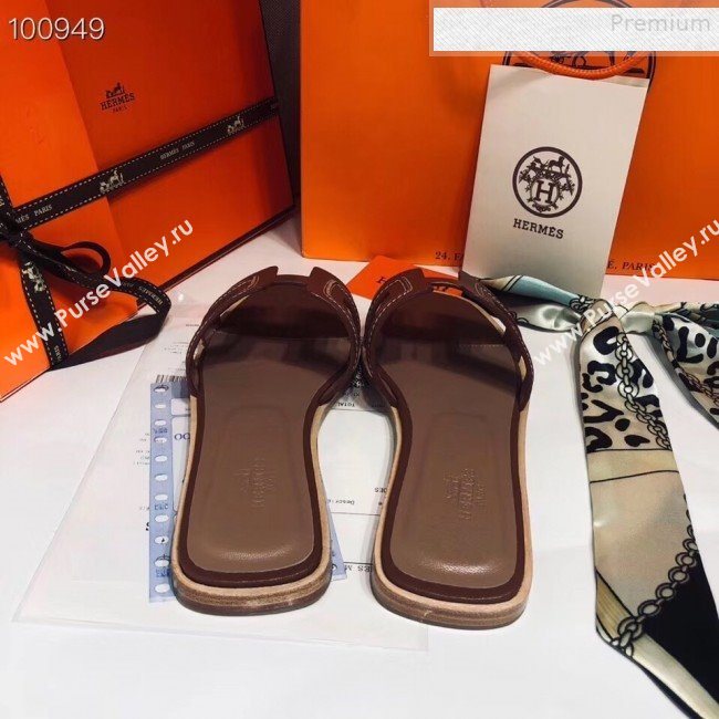 Hermes Oran Stitching Slide Sandals Brown 2019 (Huangz-9081528)