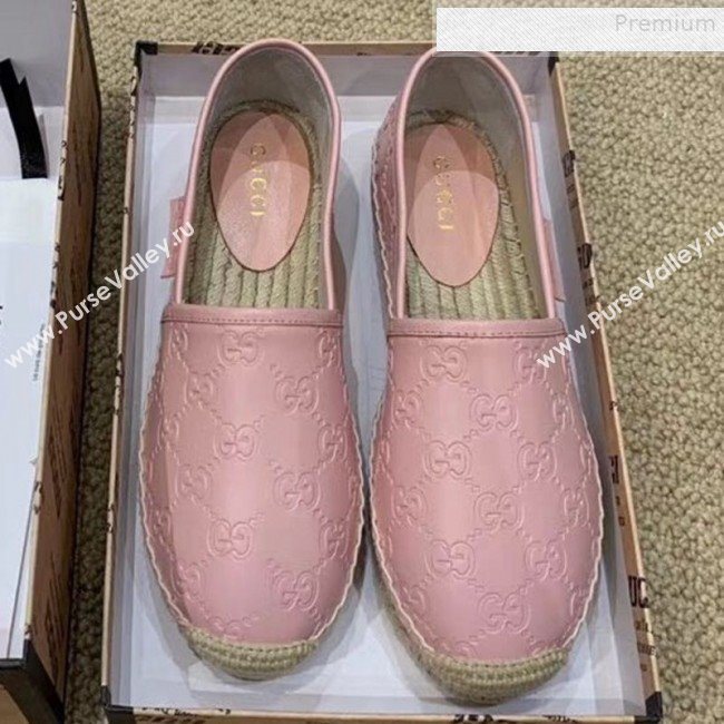 Gucci Signature GG Leather Espadrilles Pink 2019 (HANB-9081537)