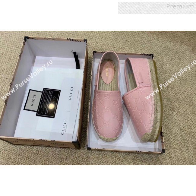 Gucci Signature GG Leather Espadrilles Pink 2019 (HANB-9081537)