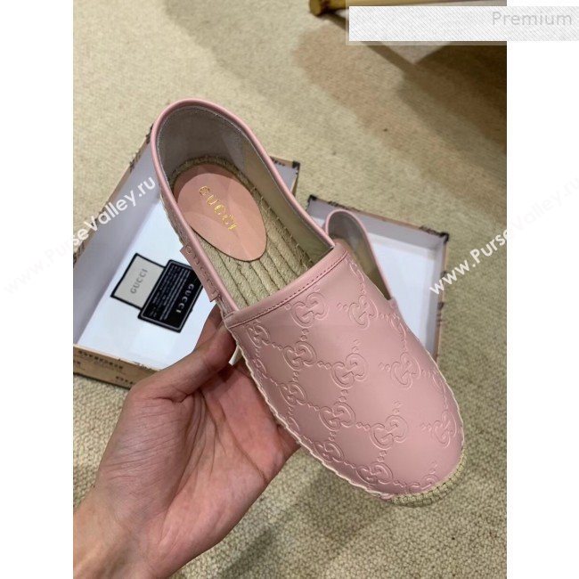 Gucci Signature GG Leather Espadrilles Pink 2019 (HANB-9081537)