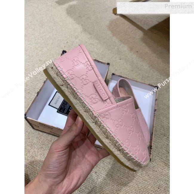 Gucci Signature GG Leather Espadrilles Pink 2019 (HANB-9081537)
