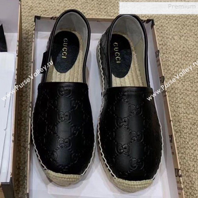 Gucci Signature GG Leather Espadrilles Black 2019 (HANB-9081536)