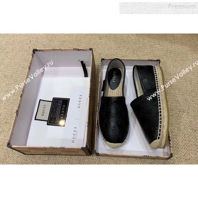 Gucci Signature GG Leather Espadrilles Black 2019 (HANB-9081536)