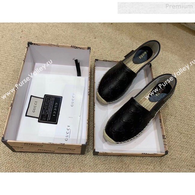 Gucci Signature GG Leather Espadrilles Black 2019 (HANB-9081536)