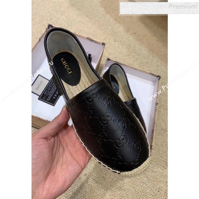 Gucci Signature GG Leather Espadrilles Black 2019 (HANB-9081536)