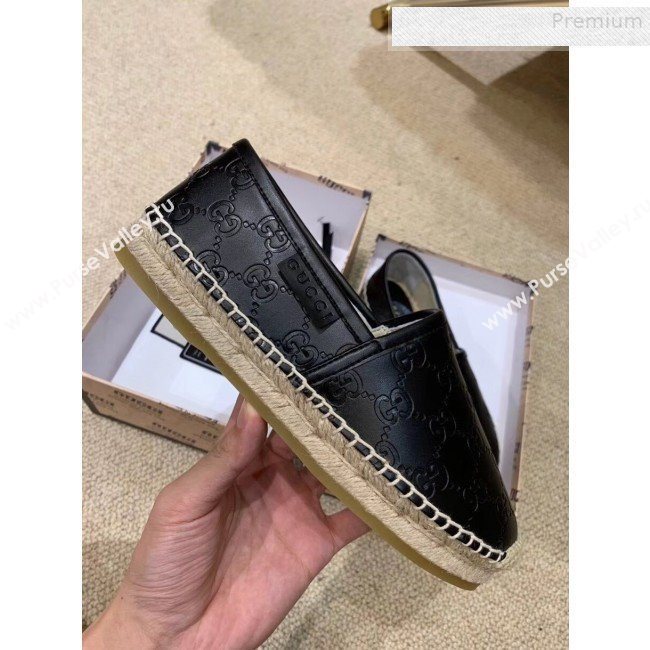 Gucci Signature GG Leather Espadrilles Black 2019 (HANB-9081536)