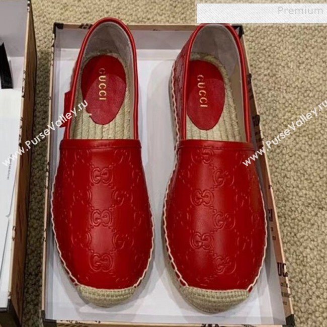 Gucci Signature GG Leather Espadrilles Red 2019 (HANB-9081535)