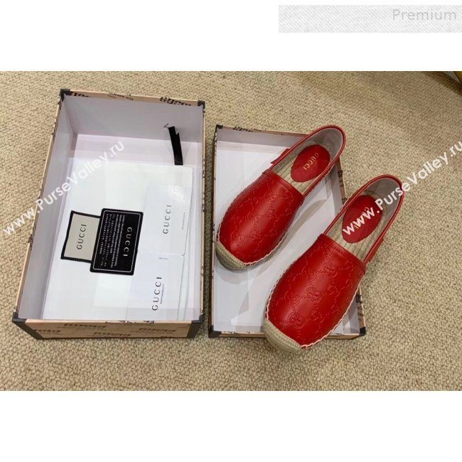 Gucci Signature GG Leather Espadrilles Red 2019 (HANB-9081535)