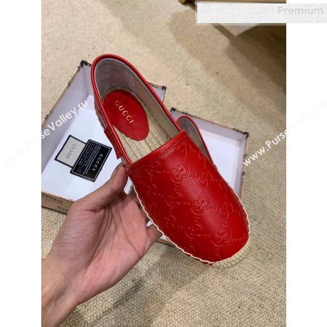 Gucci Signature GG Leather Espadrilles Red 2019 (HANB-9081535)