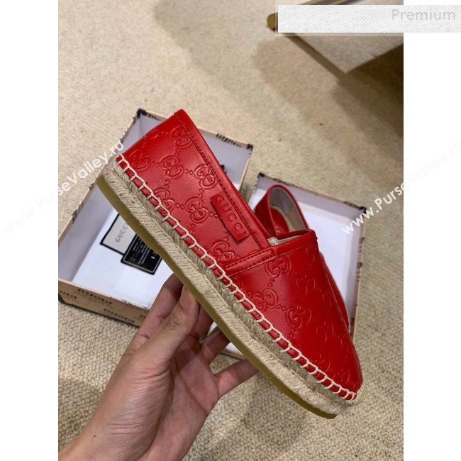 Gucci Signature GG Leather Espadrilles Red 2019 (HANB-9081535)