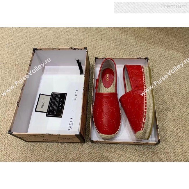 Gucci Signature GG Leather Espadrilles Red 2019 (HANB-9081535)