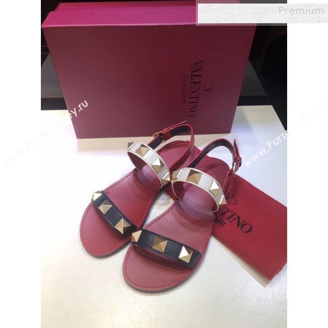 Valentino RockStud Leather Flat Sandals Red/Multicolor 2019 (XINL-9081539)