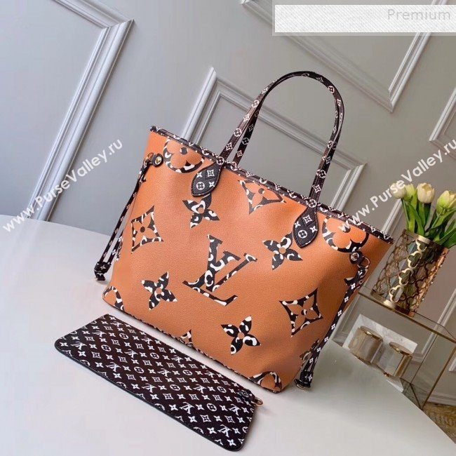 Louis Vuitton Neverfull MM Tote Bag in Animal Print Monogram M44716 White 2019 (KD-9081540)