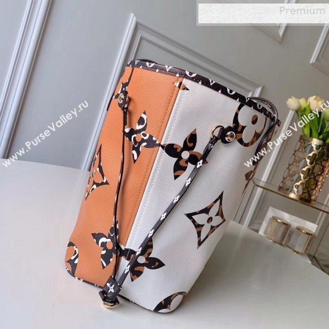 Louis Vuitton Neverfull MM Tote Bag in Animal Print Monogram M44716 White 2019 (KD-9081540)