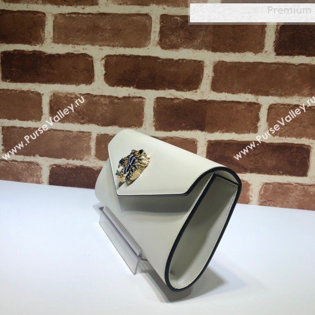 Gucci Broadway Leather Clutch with Tiger 576532 White 2019 (DLH-9081412)