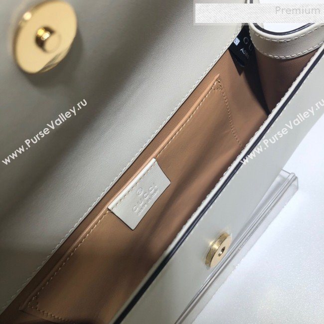 Gucci Broadway Leather Clutch with Tiger 576532 White 2019 (DLH-9081412)