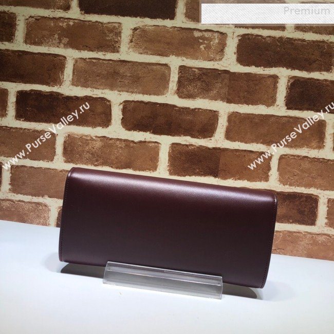 Gucci Broadway Leather Clutch with Tiger 576532 Burgundy 2019 (DLH-9081413)