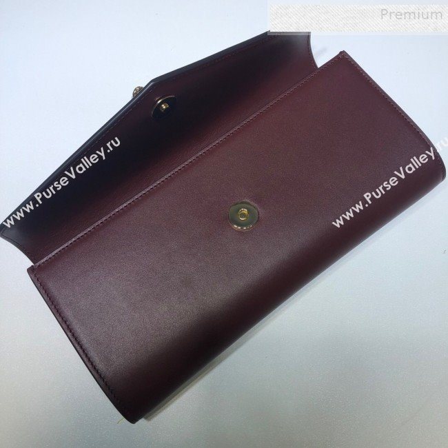 Gucci Broadway Leather Clutch with Tiger 576532 Burgundy 2019 (DLH-9081413)