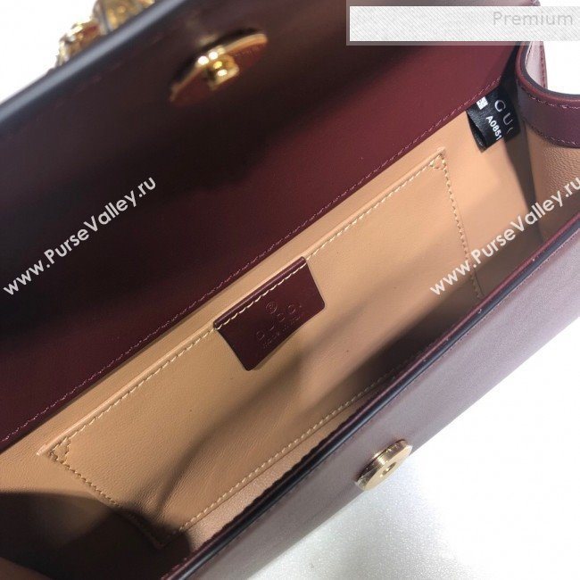 Gucci Broadway Leather Clutch with Tiger 576532 Burgundy 2019 (DLH-9081413)