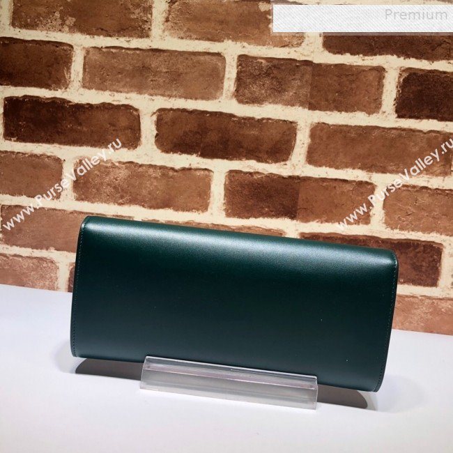 Gucci Broadway Leather Clutch with Tiger 576532 Green 2019 (DLH-9081414)