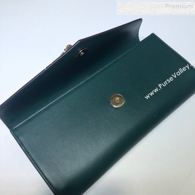 Gucci Broadway Leather Clutch with Tiger 576532 Green 2019 (DLH-9081414)