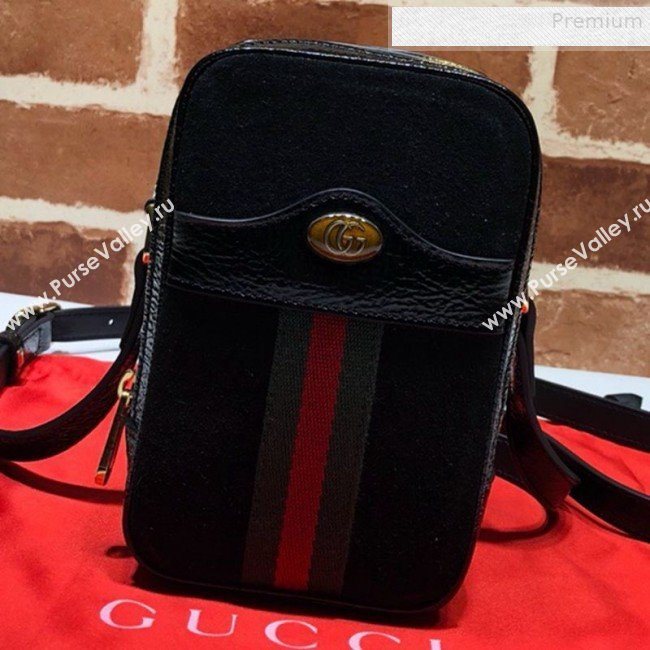 Gucci Ophidia Mini Suede Shoulder Bag 546595 Black 2019 (DLH-9081415)