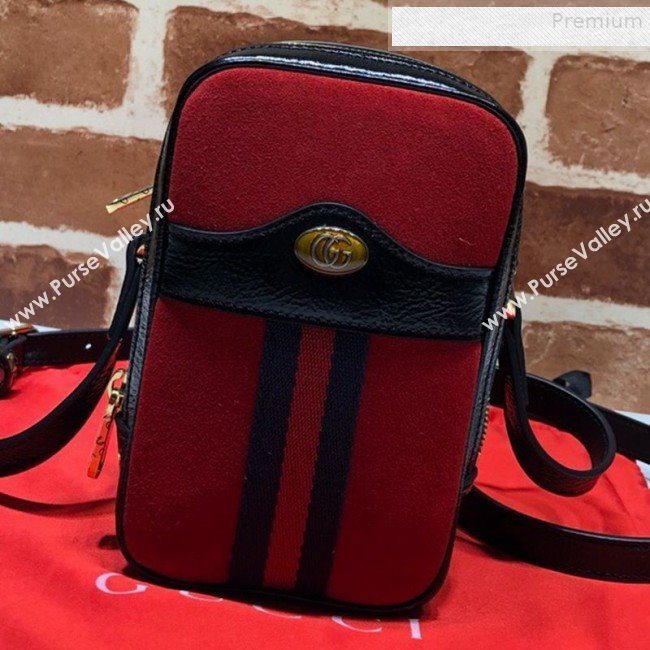 Gucci Ophidia Mini Suede Shoulder Bag 546595 Red 2019 (DLH-9081416)