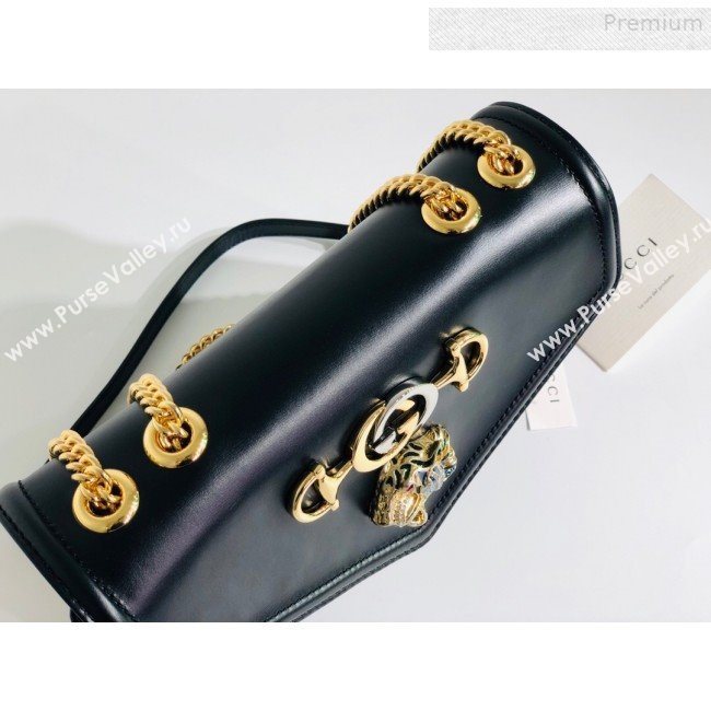 Gucci Rajah Medium Shoulder Bag in Patchwork Leather 537241 Black 2019 (MINGH-9081418)