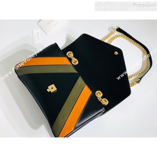 Gucci Rajah Medium Shoulder Bag in Patchwork Leather 537241 Black 2019 (MINGH-9081418)