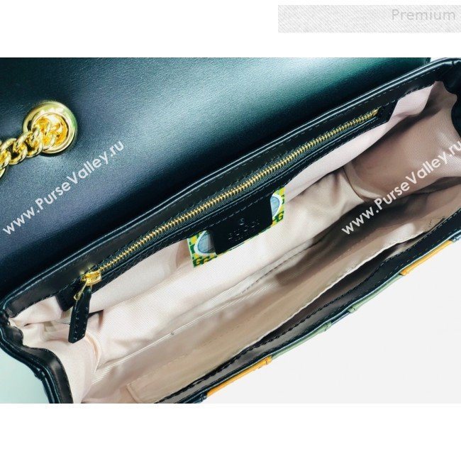 Gucci Rajah Medium Shoulder Bag in Patchwork Leather 537241 Black 2019 (MINGH-9081418)