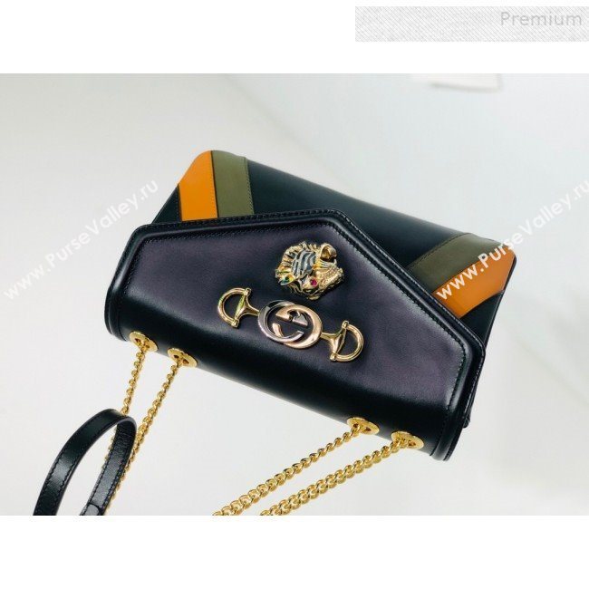 Gucci Rajah Medium Shoulder Bag in Patchwork Leather 537241 Black 2019 (MINGH-9081418)