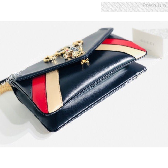 Gucci Rajah Medium Shoulder Bag in Patchwork Leather 537241 Blue 2019 (MINGH-9081419)