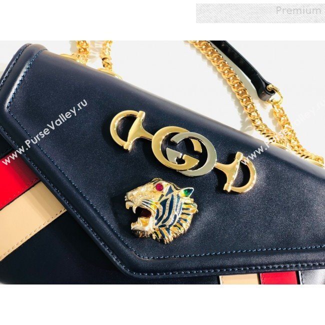 Gucci Rajah Medium Shoulder Bag in Patchwork Leather 537241 Blue 2019 (MINGH-9081419)