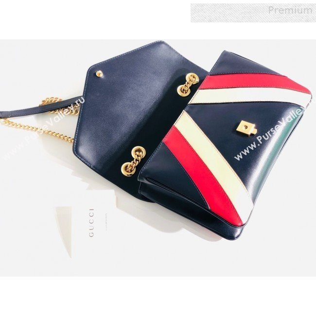 Gucci Rajah Medium Shoulder Bag in Patchwork Leather 537241 Blue 2019 (MINGH-9081419)