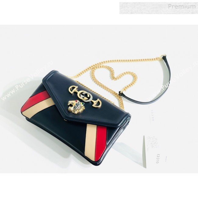 Gucci Rajah Medium Shoulder Bag in Patchwork Leather 537241 Blue 2019 (MINGH-9081419)