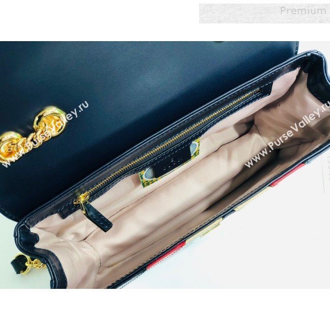 Gucci Rajah Medium Shoulder Bag in Patchwork Leather 537241 Blue 2019 (MINGH-9081419)