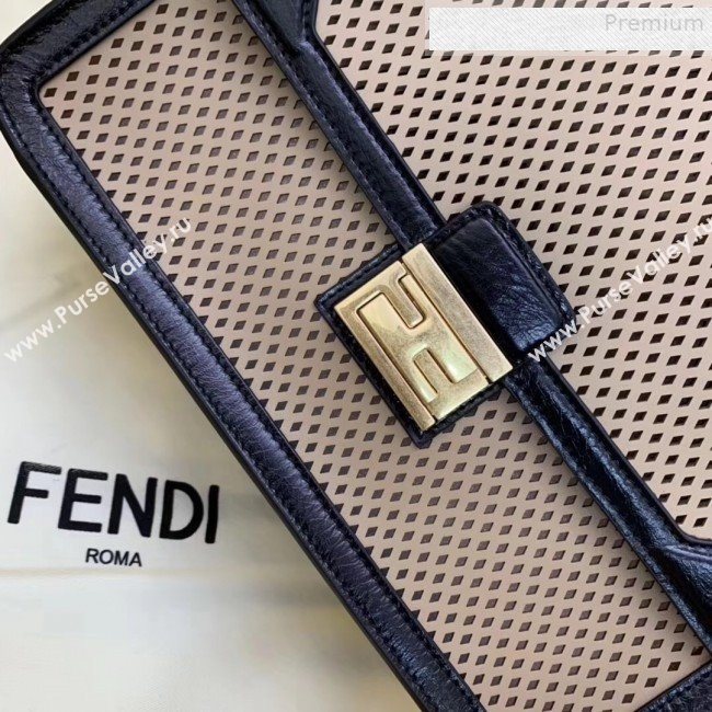 Fendi Kan U Large Embossed Corners Perforated Leather Flap Bag Khaki 2019 (AFEI-9081425)