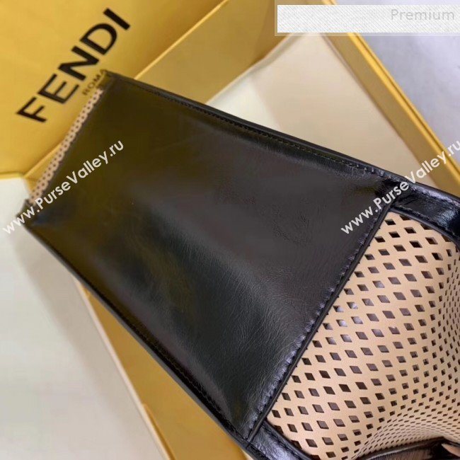 Fendi Kan U Large Embossed Corners Perforated Leather Flap Bag Khaki 2019 (AFEI-9081425)